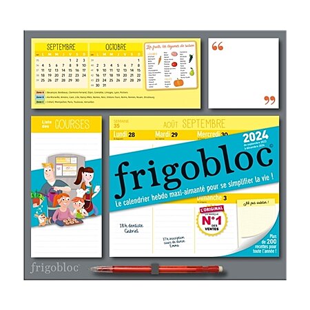 Mini Frigobloc Hebdomadaire 2024-Calendrier d'organisation familiale/ sem  (sept. 2023-dec 2024) (Broché) au meilleur prix