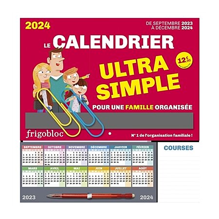 Frigobloc Le calendrier Ultra Simple pour une famille organisée ! (de sept.  2023 à déc. 2024) (Broché) au meilleur prix