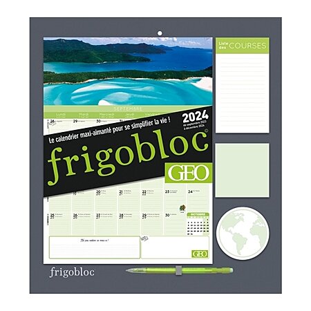 Frigobloc Mensuel 2024 - Calendrier d'organisation familiale / mois (de  sept. 2023 à déc. 2024) : Collectif: : Fournitures de bureau