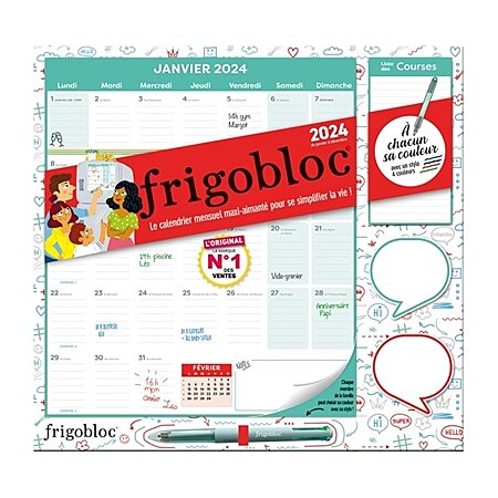 Frigobloc Mensuel 2024 Déco Chats (de janv. à déc. 2024) - édition limitée