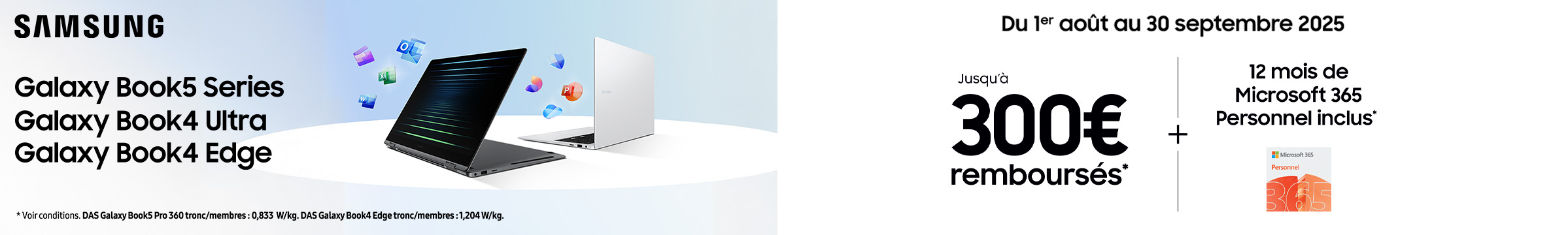 Offre de remboursement Galaxy Book + MS365