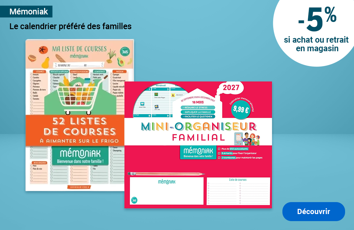 Mémoniak : le calendrier préféré des familles. -5% si achat ou retrait en magasin