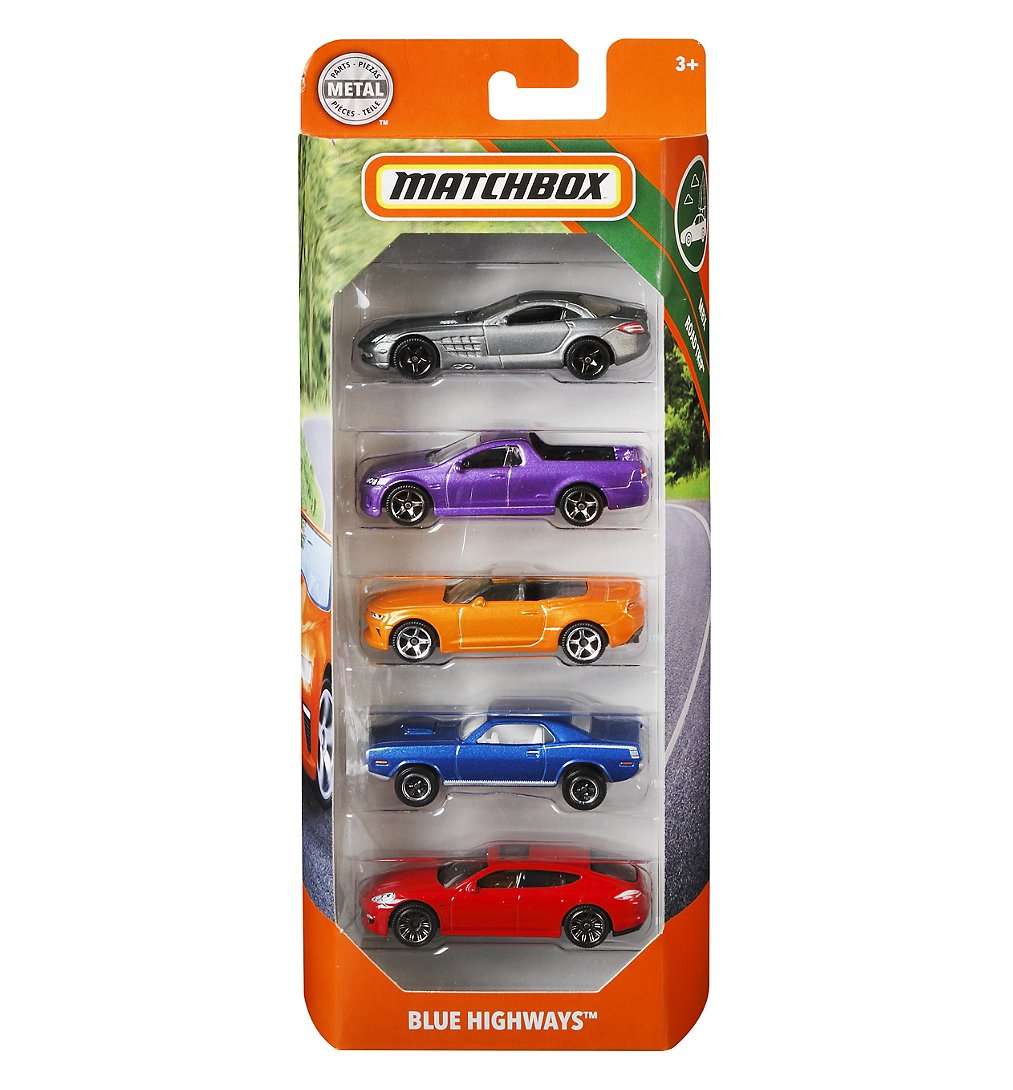 Matchbox - Pack de 5 Véhicules (modèle aléatoire) - Petites Voitures
