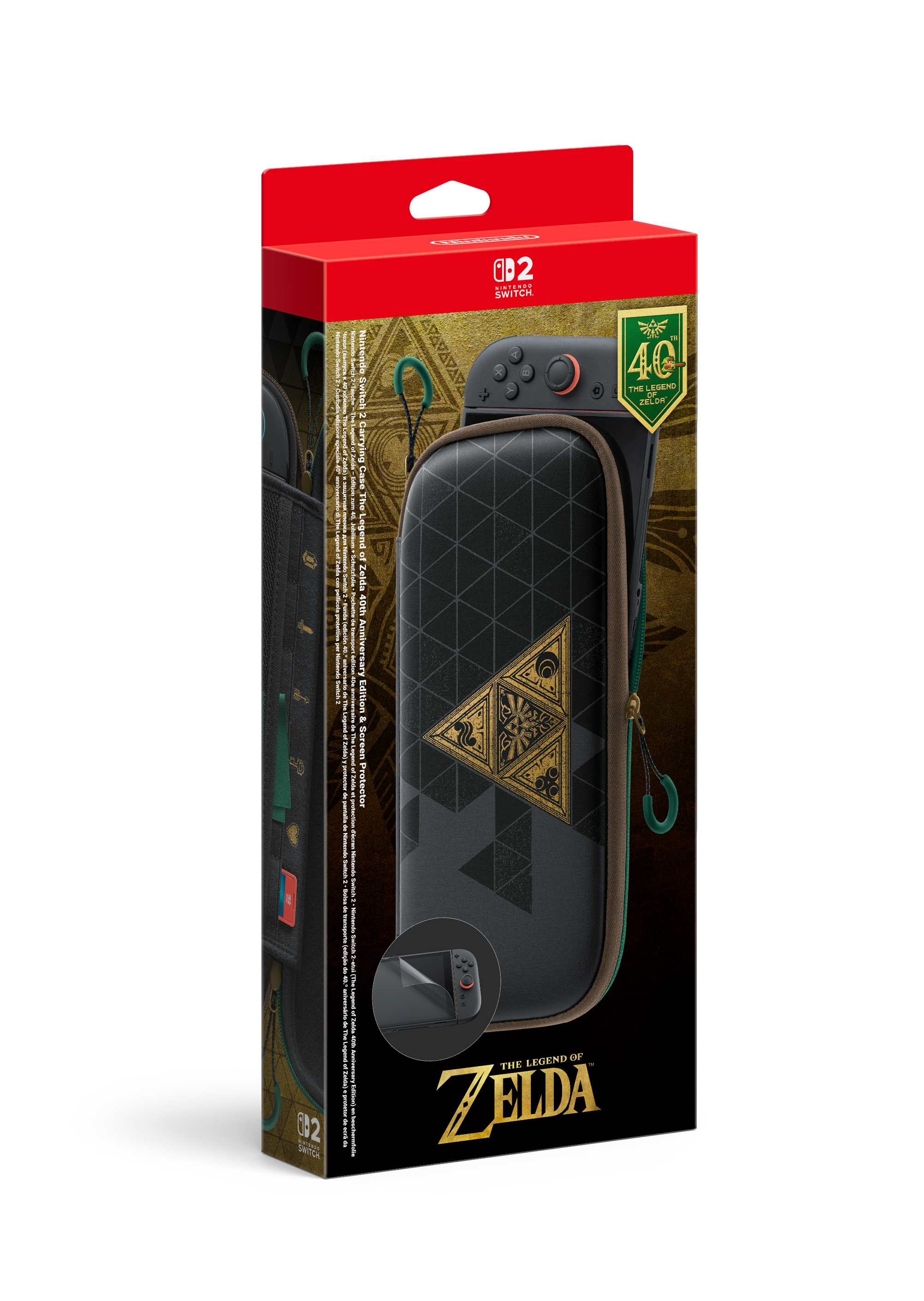 Pochette de transport Edition 40e anniversaire de The Legend of Zelda et protection d'écran Nintendo Switch 2 (NINTENDO SWITCH 2)