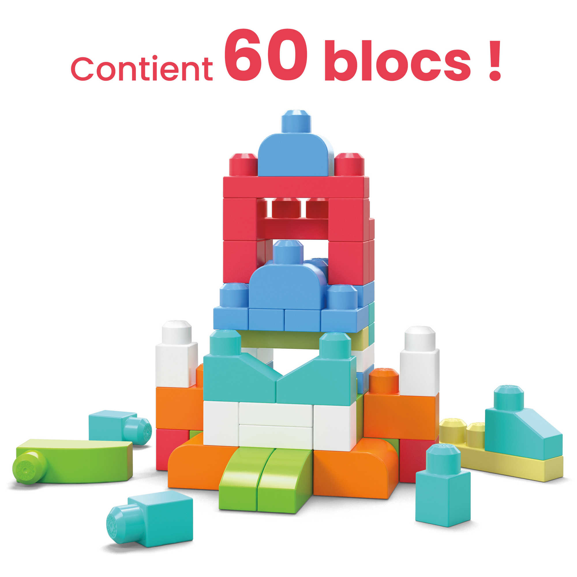 Mega Bloks - Sac Medium Rose 60 Briques - Briques De Construction - 12 Mois Et + - Mega