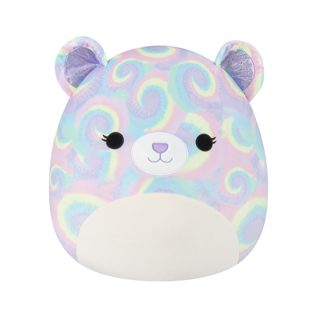 SQCR Large Plush 16'' Squishmallows Jonessa Psychadelic Tie Dye Bear W Belly and Eyelashes Polybag