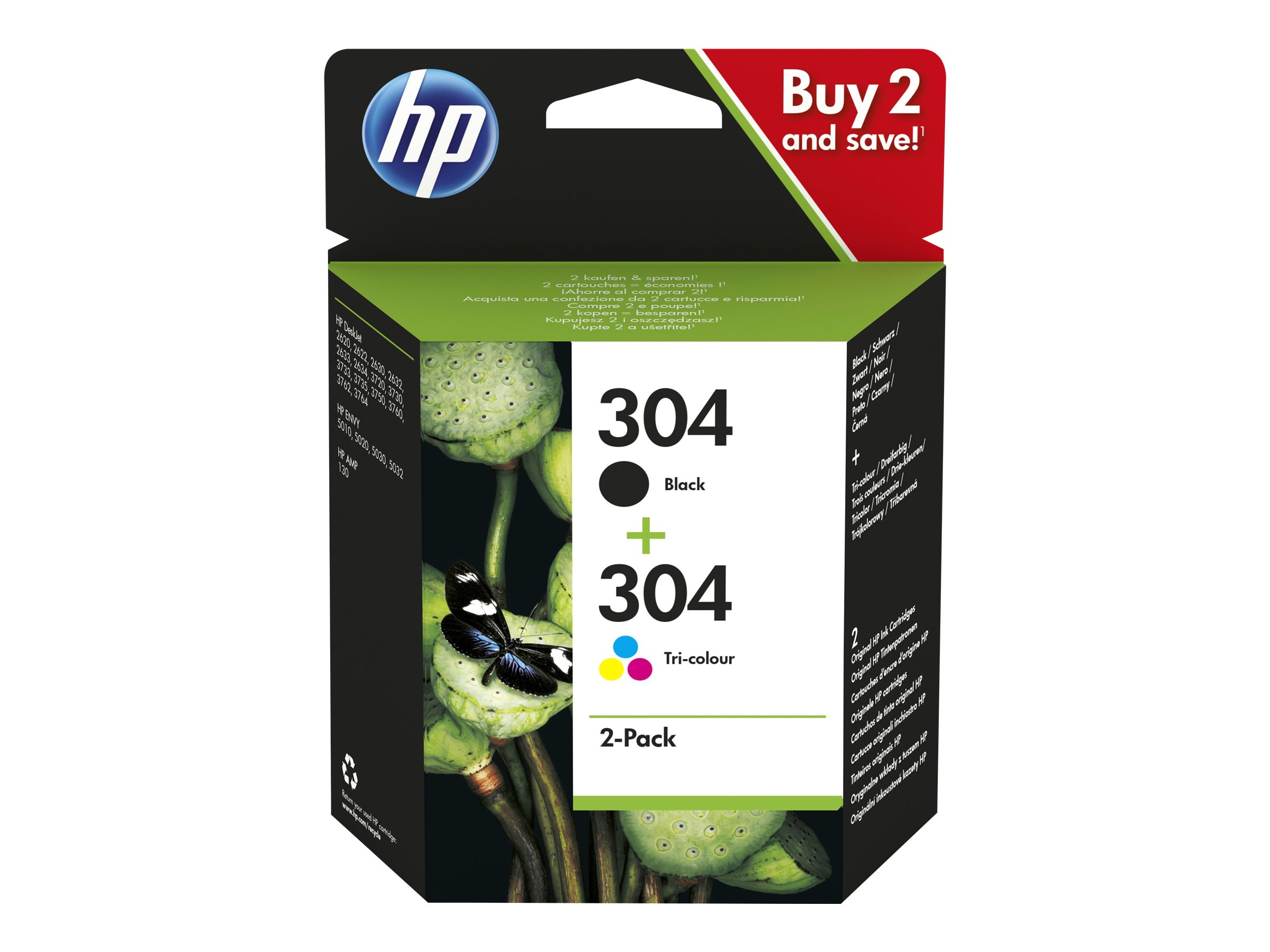 Cartouche d'Encre HP 304 Noire + 3 couleurs Authentique (3JB05AE)