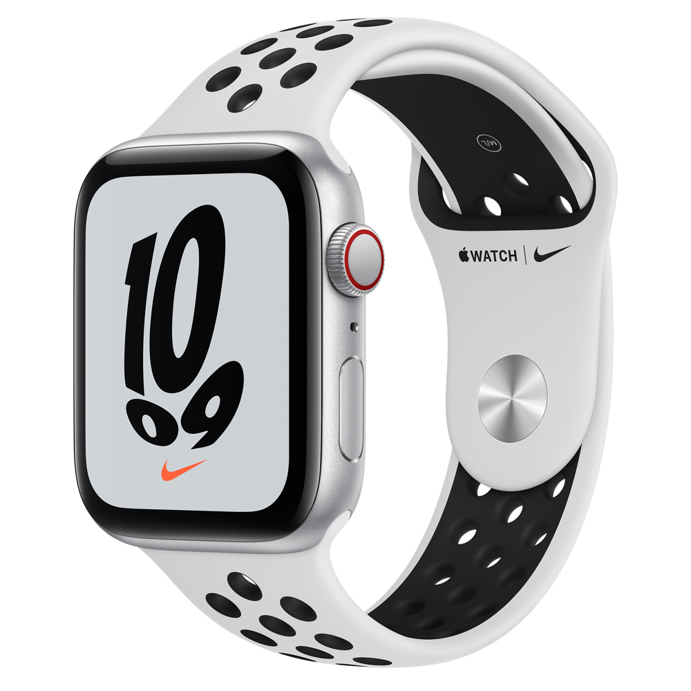 Montre Connectée Apple Watch Nike SE GPS + Cellular, 44mm Boîtier Aluminium Argenté avec Bracelet Sp