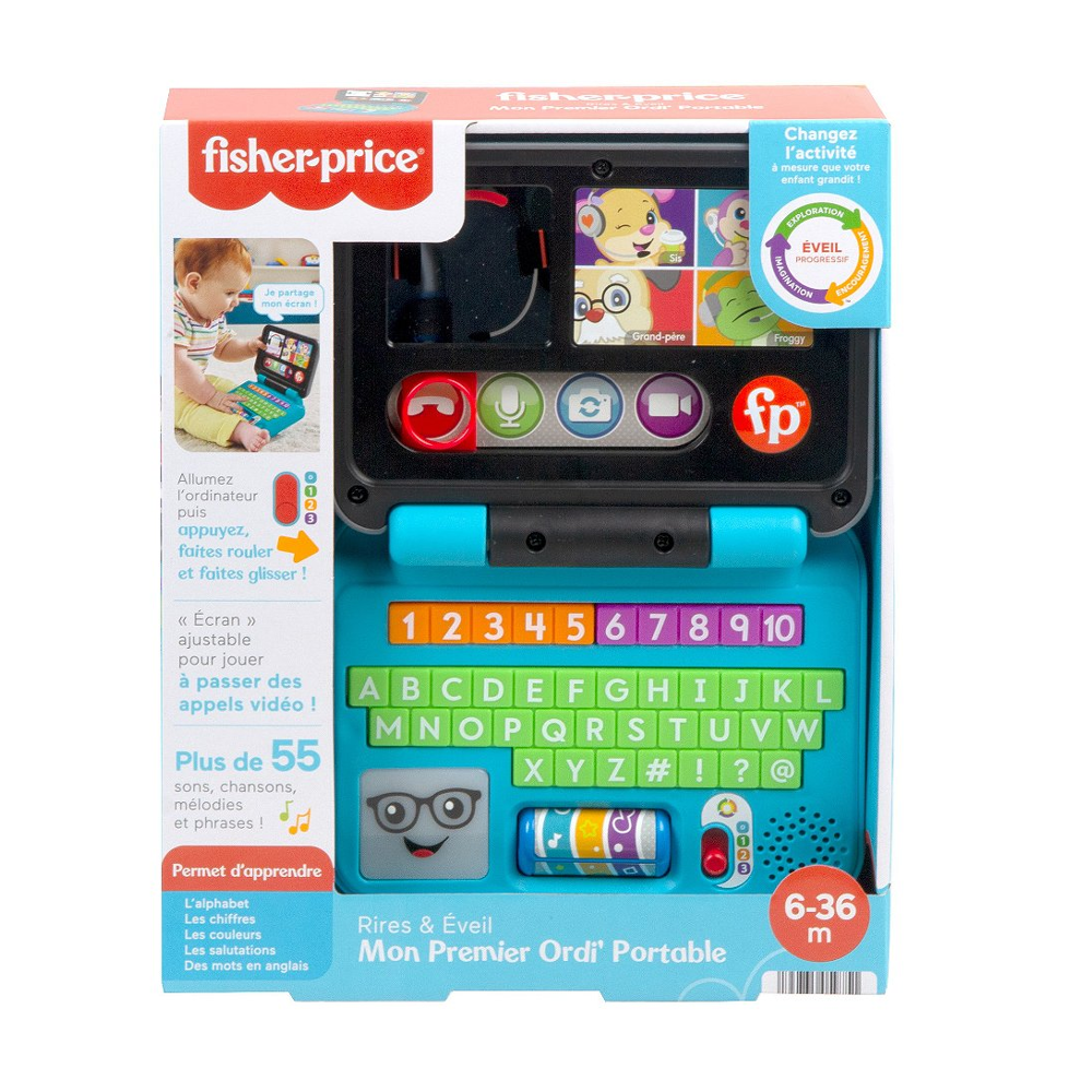 Fisher-Price - Mon premier ordinateur portable Rires et éveil - Eveil bébé - Dès 6 mois