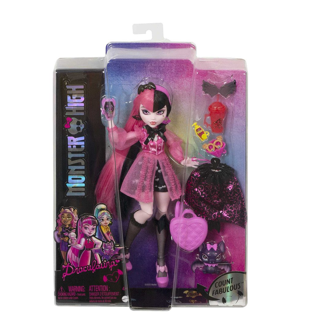 Monster High - Draculaura avec chauve-souris de compagnie - Poupée - 4 ans et +