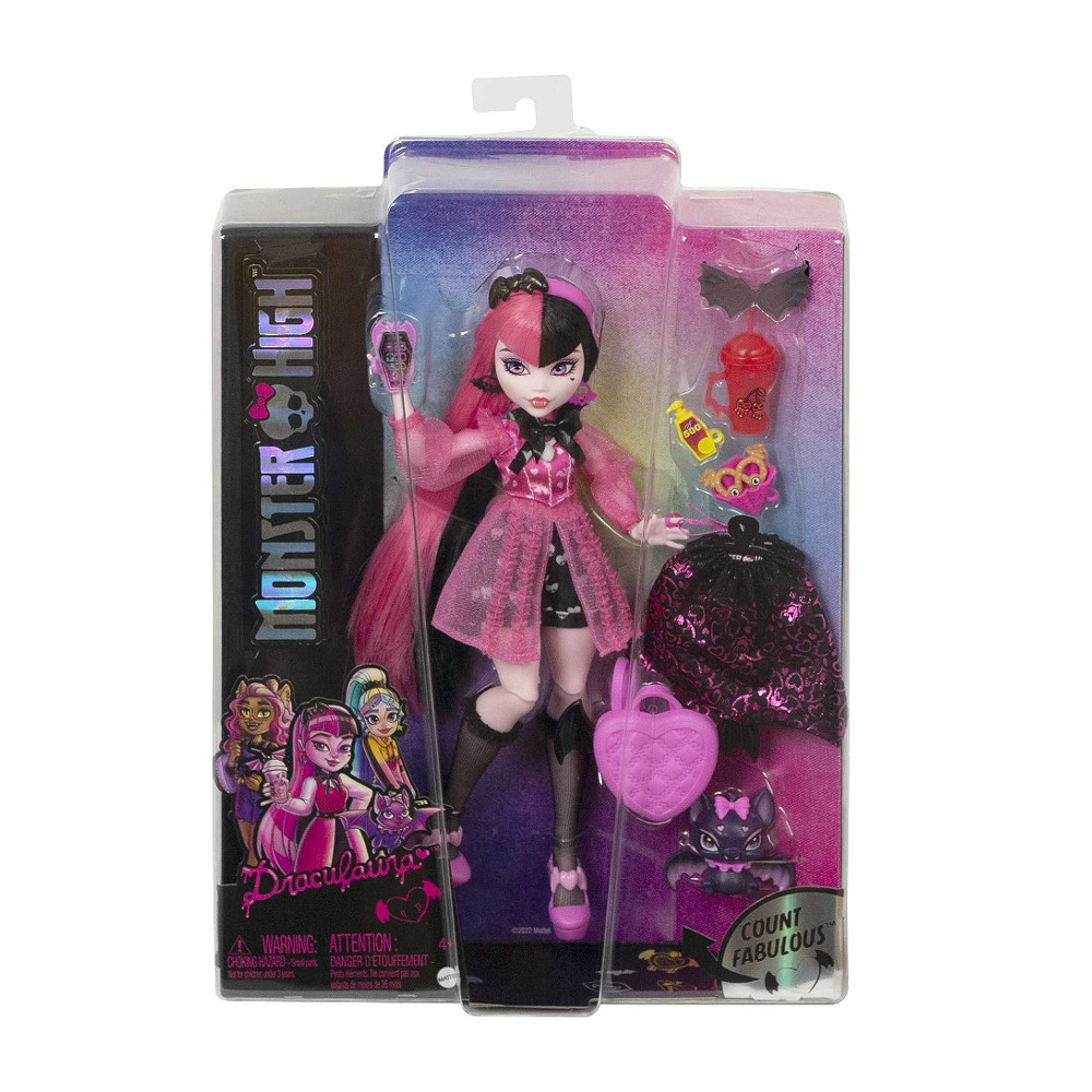 Monster High - Draculaura avec chauve-souris de compagnie - Poupée - 4 ans et +