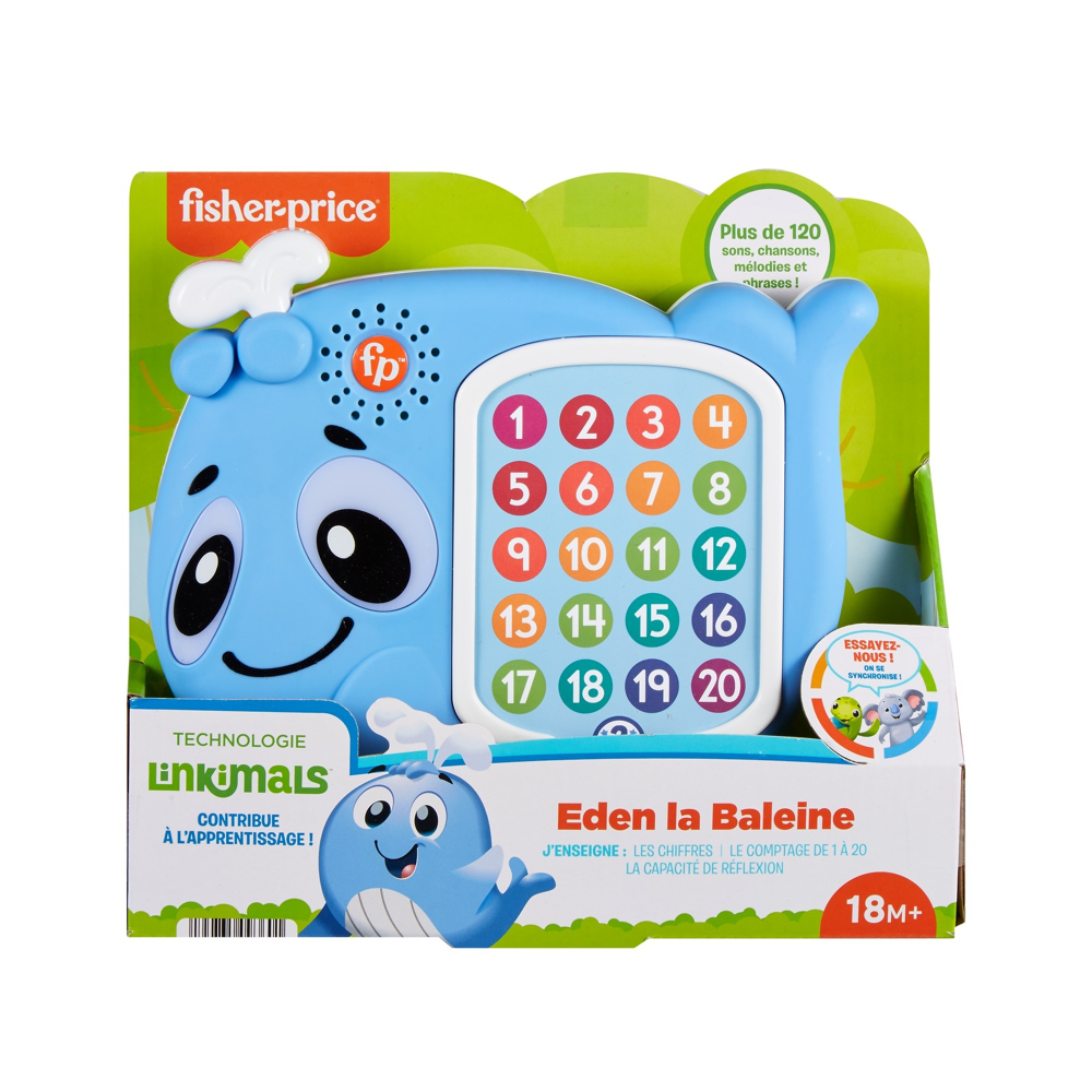 Fisher-Price - Linkimals - Eden la Baleine VF - Jouet d'éveil - 18 mois et +