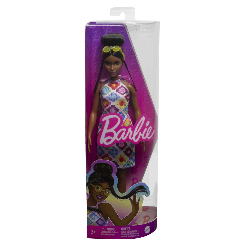 Barbie - Barbie Fashionistas 210 avec bun et robe crochet dos nu - Poupée Mannequin - 3 ans et +