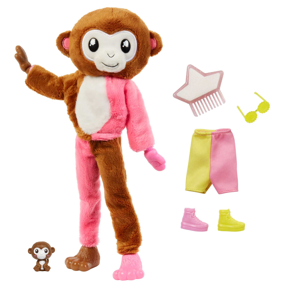 Barbie - Poupée Cutie Reveal Série Jungle avec singe