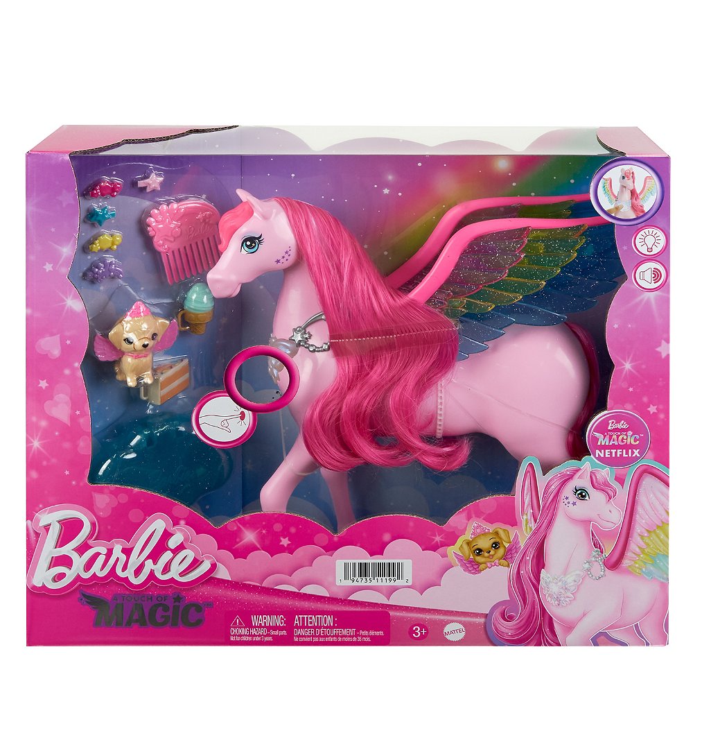 Barbie A Touch Of Magic - Cheval Pégase sonore et lumineux - Poupée mannequin - 3 ans et +