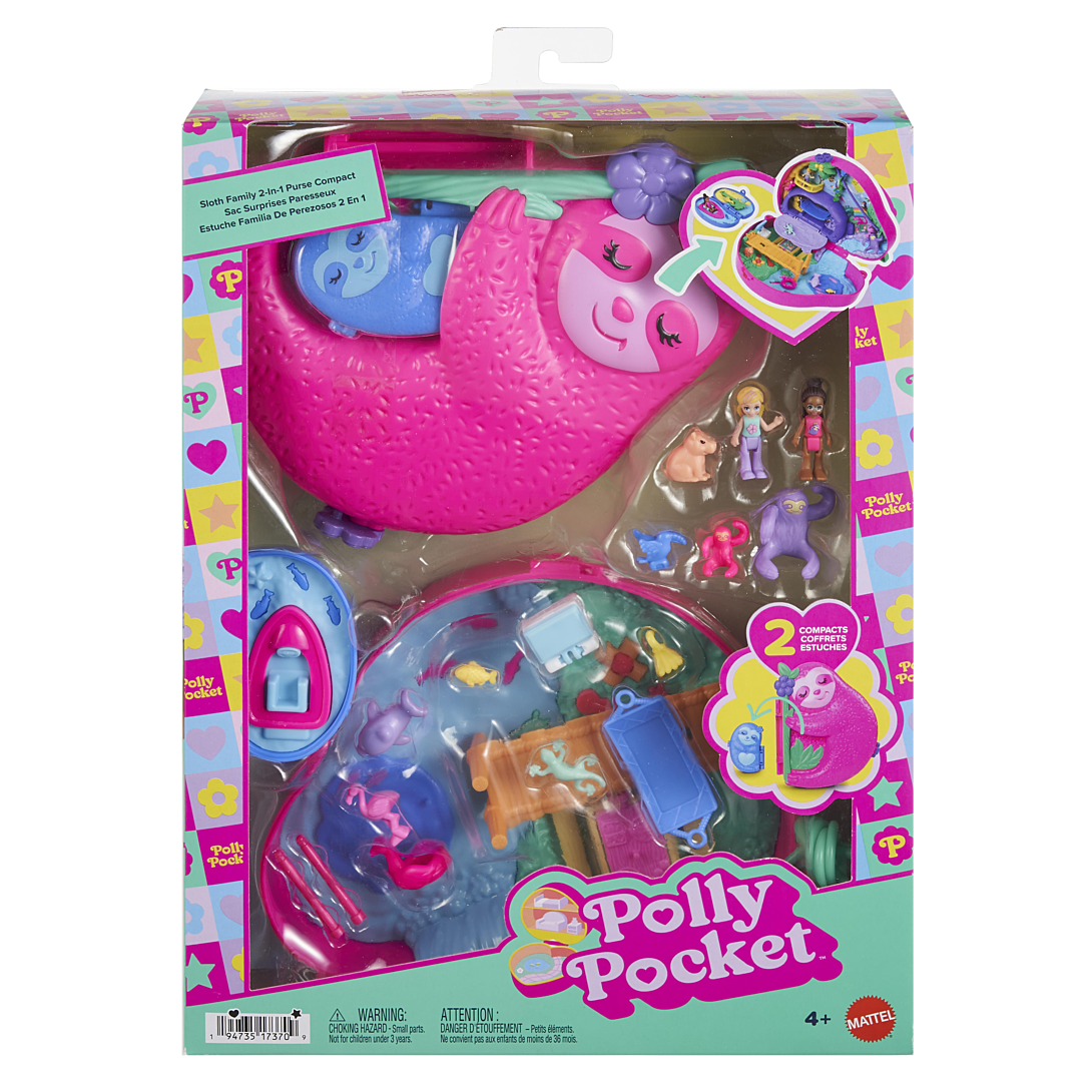 Coffret Polly Pocket HRD40 – La Famille des Paresseux 2 en 1 Jouet de Voyage