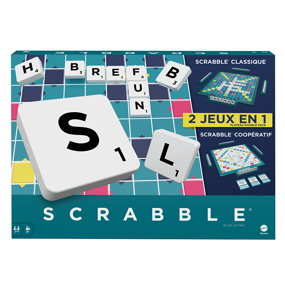 scrabble®-jeu de société familial classique avec 2 modes de jeu
