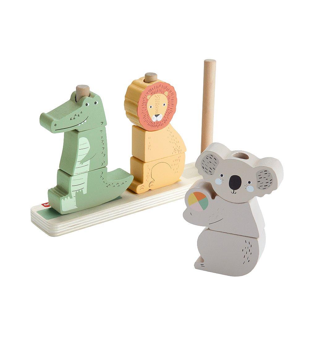 Fisher Price Animaux en Bois à Empiler et Trier Jeu d’éveil avec 10 pièces en Bois pour Les Enfants à partir de HXV04 - vue 2