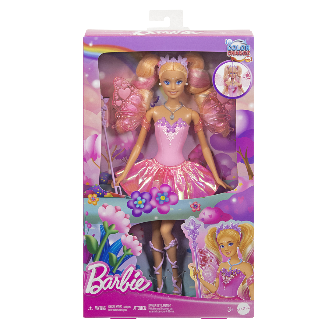 barbie poupée barbie fée ailes et tenue avec changement de couleur - vue 1