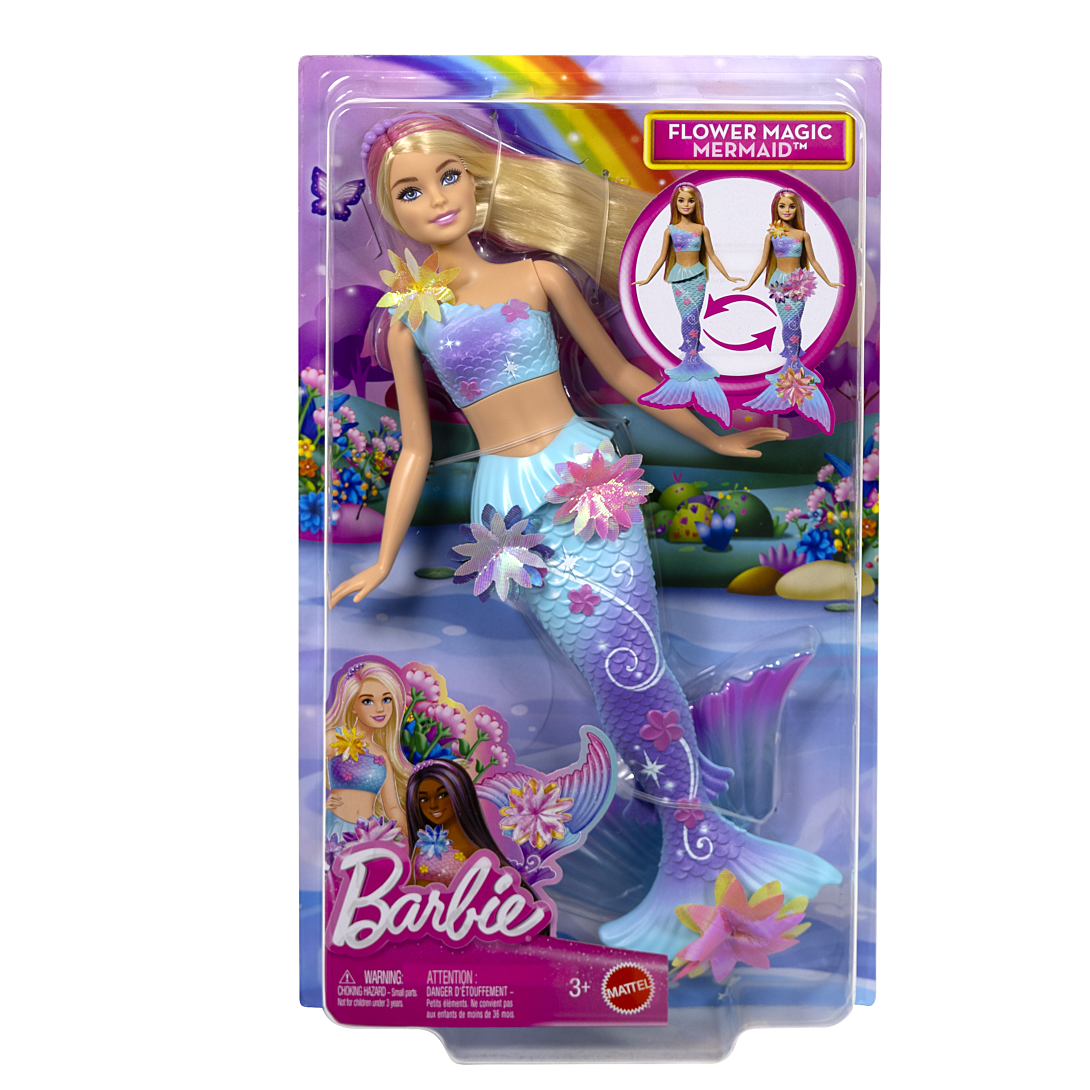 barbie-sirène fleur magique-poupée aux longs cheveux blonds