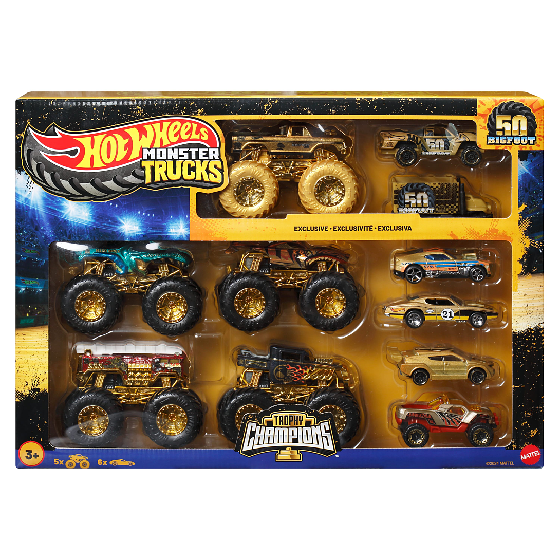 hot wheels-trophy champions-coffret véhicules monster trucks