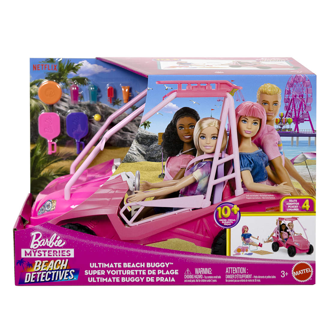 Barbie Coffret Les Mystères de Barbie : Détectives de Plage avec buggy et plus de 10 accessoires dont chaise de plage et serviette JFV68 - vue 8