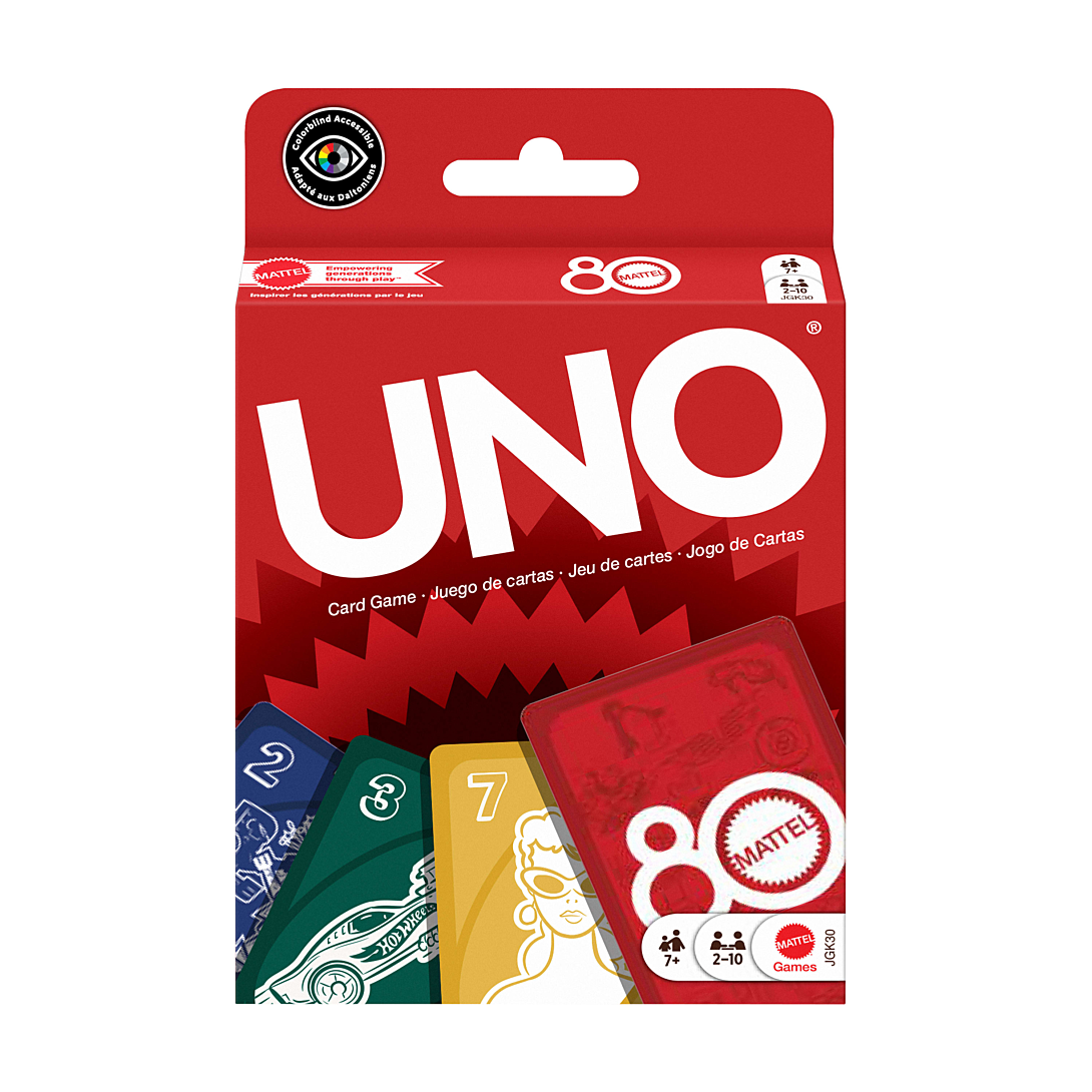 uno-jeu de cartes rouge rubis 80 ans mattel-pour toute la famille
