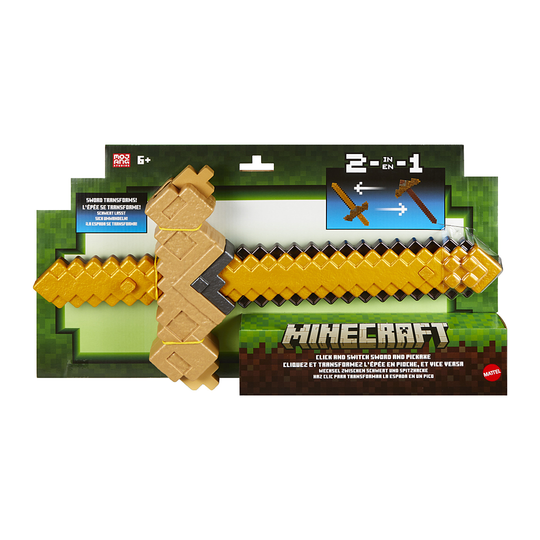 Mattel Minecraft -Épée-Pioche Transformable-accessoire 2-en-1