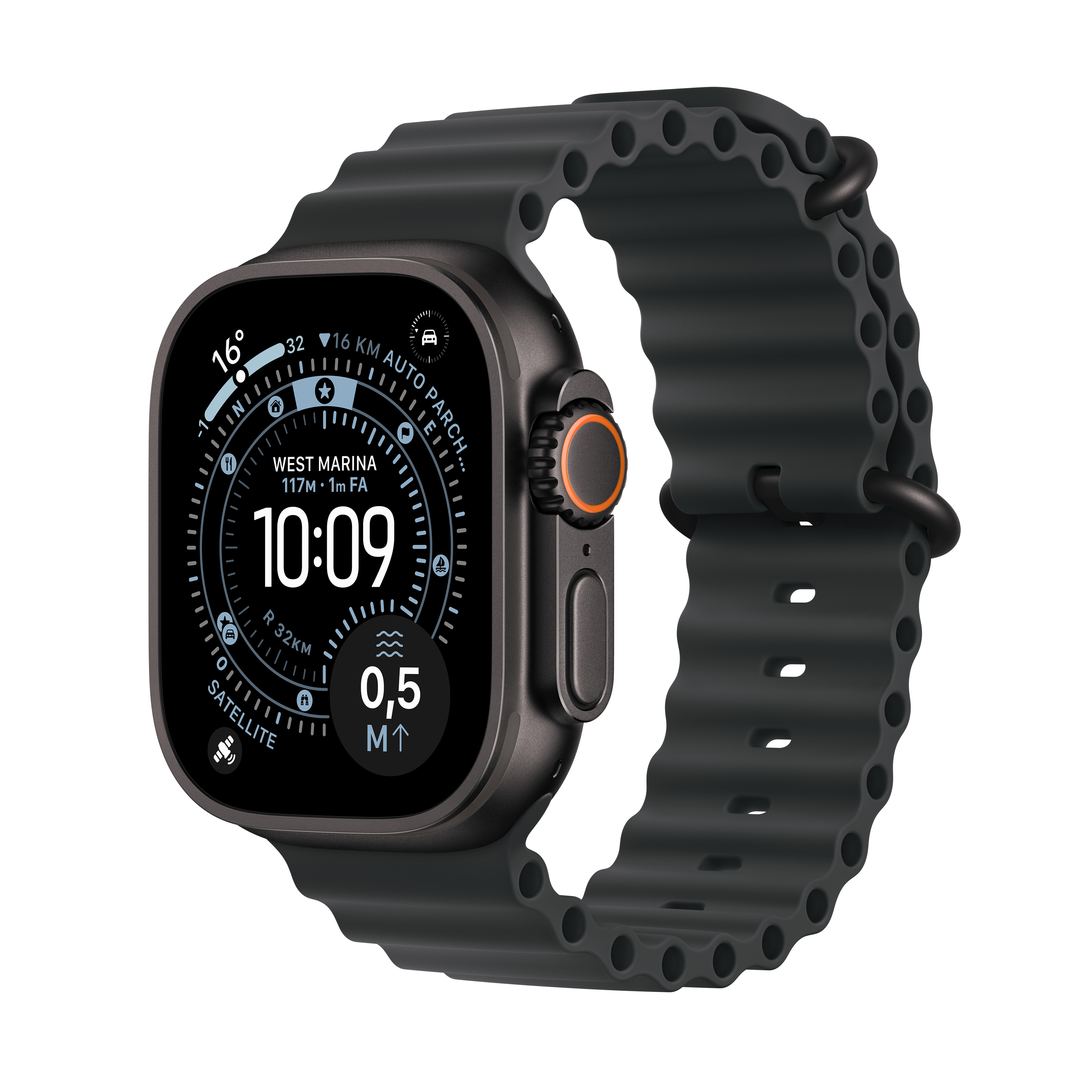 Apple Watch Ultra 3 OLED 49 mm Numérique 422 x 514 pixels Écran tactile 5G Noir Wifi GPS (satellite)