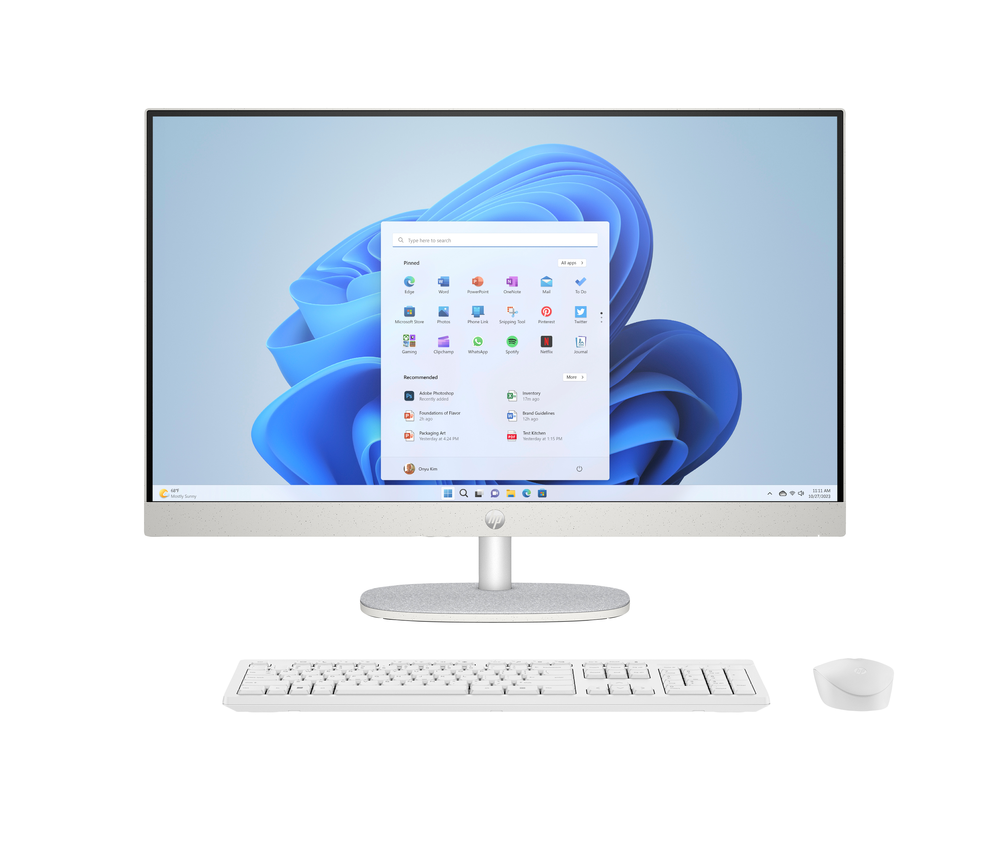 HP 27-cr0067nf PC AMD Ryzen™ 7 7730U 68,6 cm (27") 1920 x 1080 pixels PC All-in-One 16 Go DDR4-SDRAM 512 Go SSD Windows 11 Home Wi-Fi 6 (802.11ax) Bl