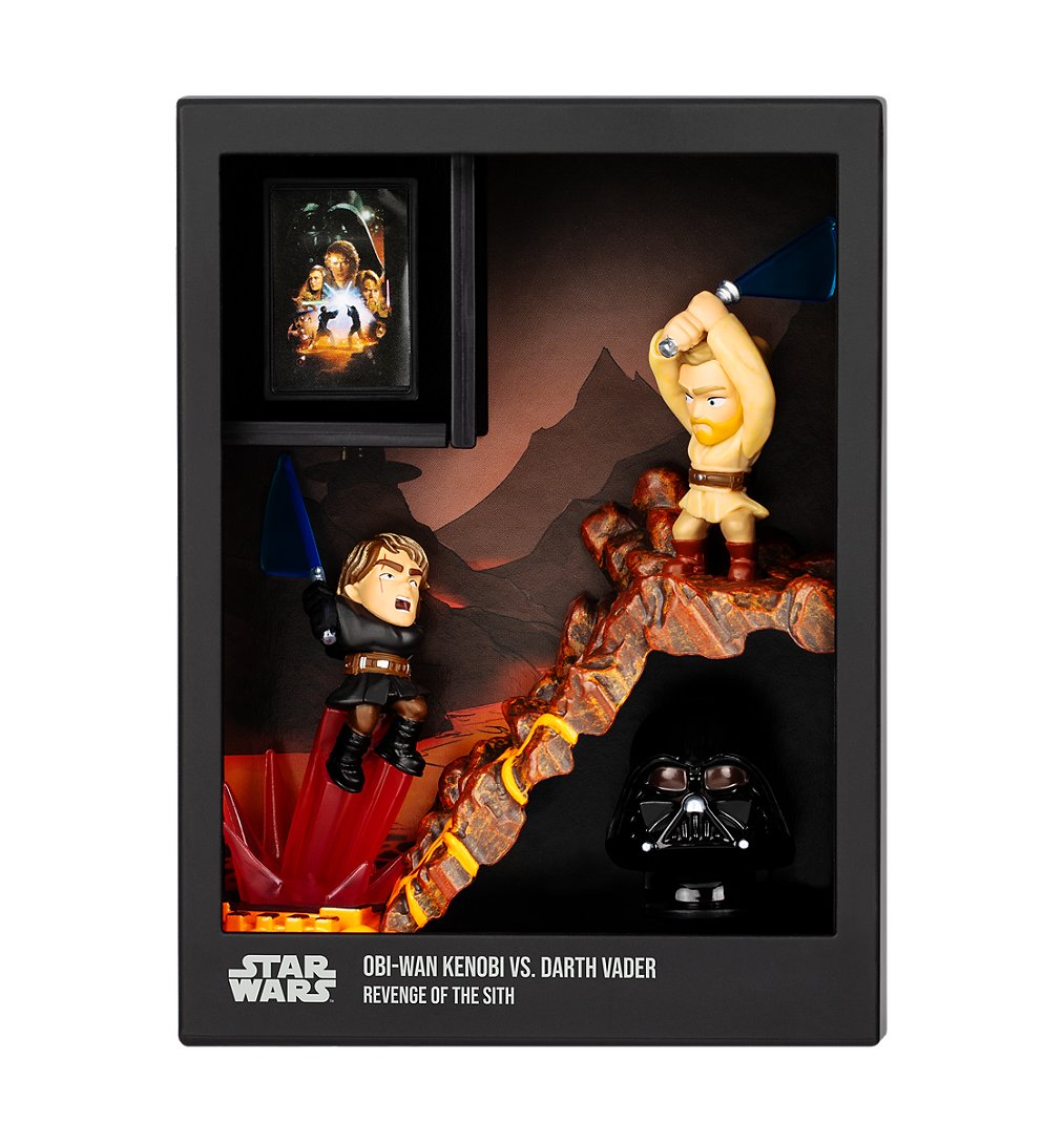 Figurine FANDROP x STAR WARS Obi Wan vs Anakin Vitrine avec scène culte + mini affiche 18 cm