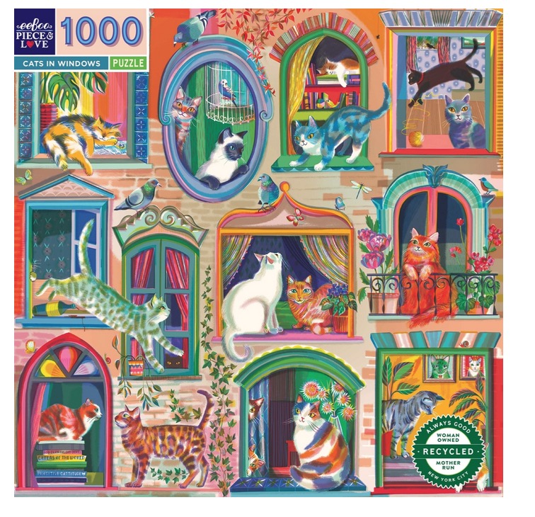Puzzle 1000 pièces Eeboo Cats in Windows - vue 2