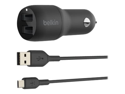 Chargeur de voiture Belkin 24W 2USB-A avec USB-C