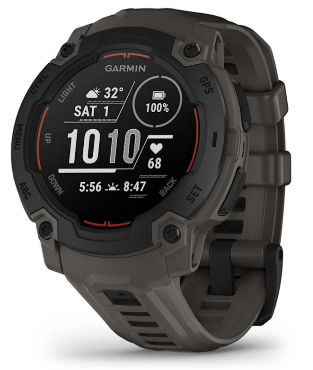 Garmin Instinct E - Montre connectée GPS - Boîtier 45 mm, Noir avec Bracelet Gris Charbon