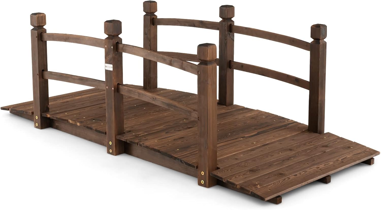 GOPLUS Allée De Jardin Incurvée En Bois 2,16 M – Chemin Extérieur Antidérapant, Bois De Sapin Naturel, Enroulable, Idéal Pelouse Patio Piscine