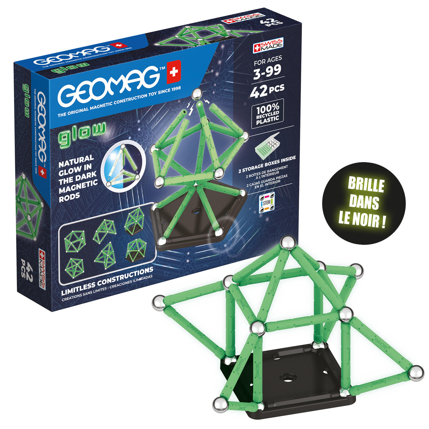 Geomag - Ecofriendly 42 Pcs Glow - Geomag