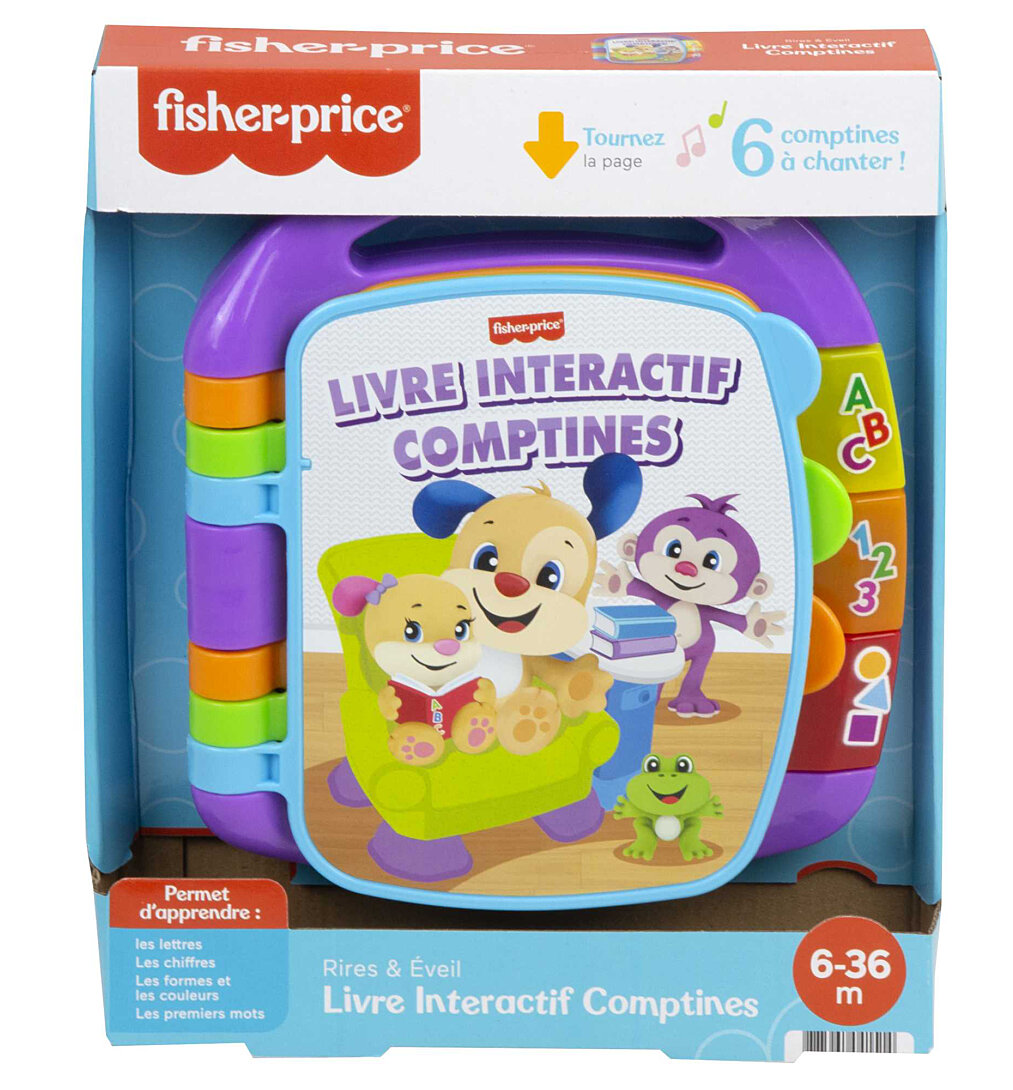Fisher-Price - Livre Interactif Comptines - Livre bébé - 6 mois et +