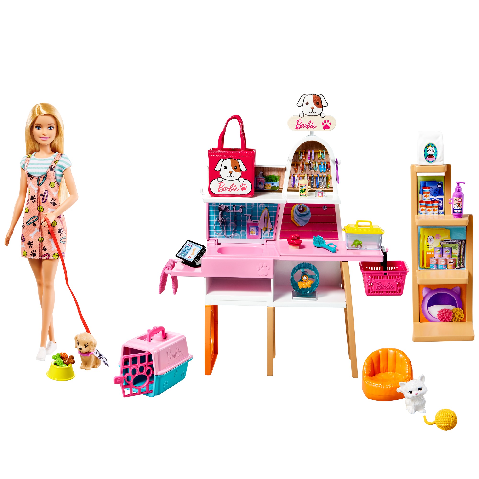 Barbie Mobilier Coffret poupée et Son animalerie 4 Figurines Animaux et Accessoires Inclus Jouet pour Enfant GRG90 - vue 8