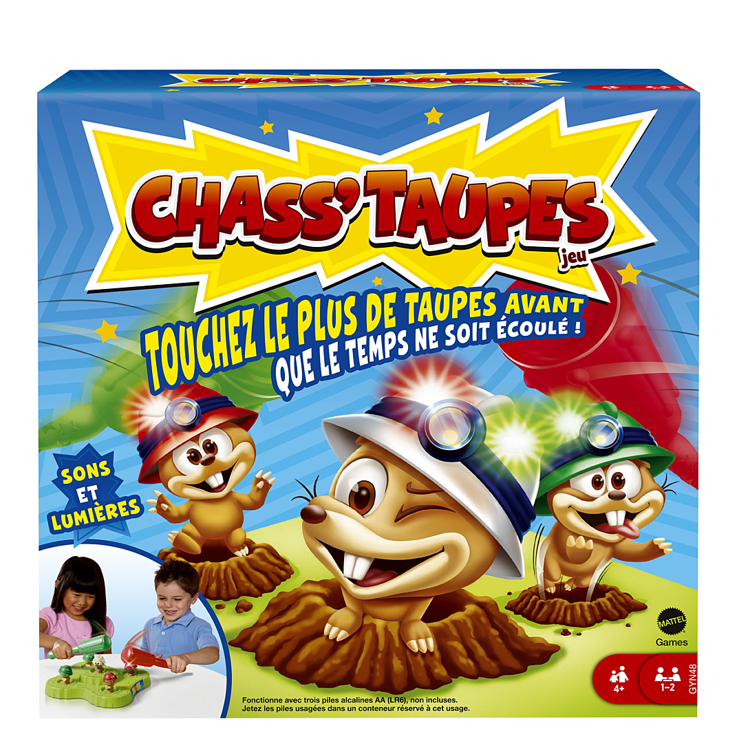 Mattel Games - CHASSTAUPES - Jeu darcade avec maillets - Jeu enfant - 4 ans et +