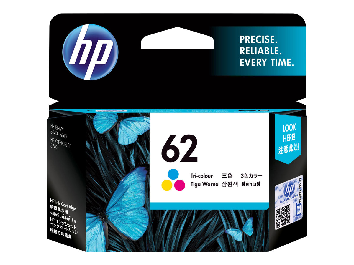 Cartouche d'Encre HP 62 Trois Couleurs Authentique (C2P06AE)