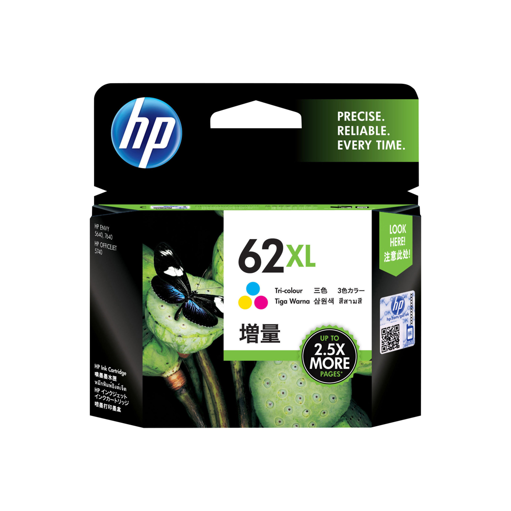 Cartouche d'Encre HP 62XL Trois Couleurs grande capacité Authentique (C2P07AE)