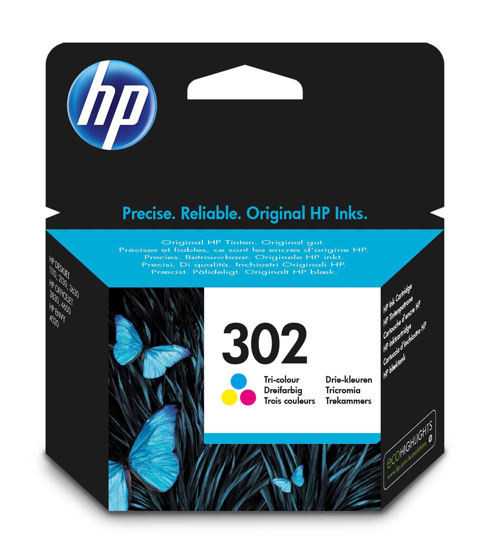 Cartouche d'Encre HP 302 Trois Couleurs Authentique (F6U65AE)
