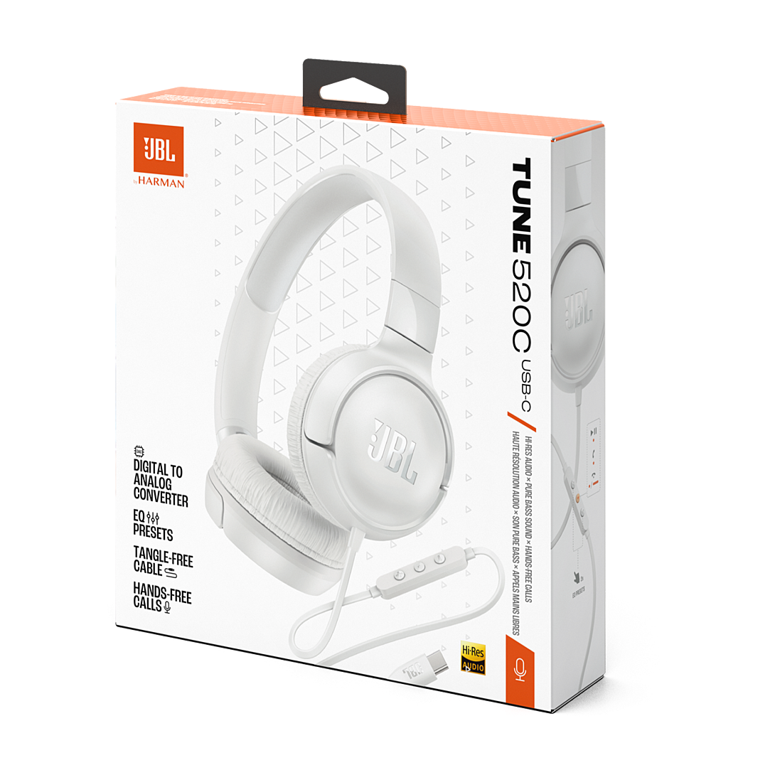 JBL TUNE 520C blanc, Casque filaire type-c