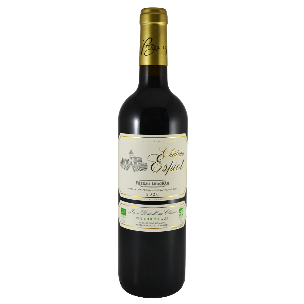 Château Espiot BIO, 2020 - Pessac-Léognan AOP - Rouge - 75 cl - étiquette abîmée