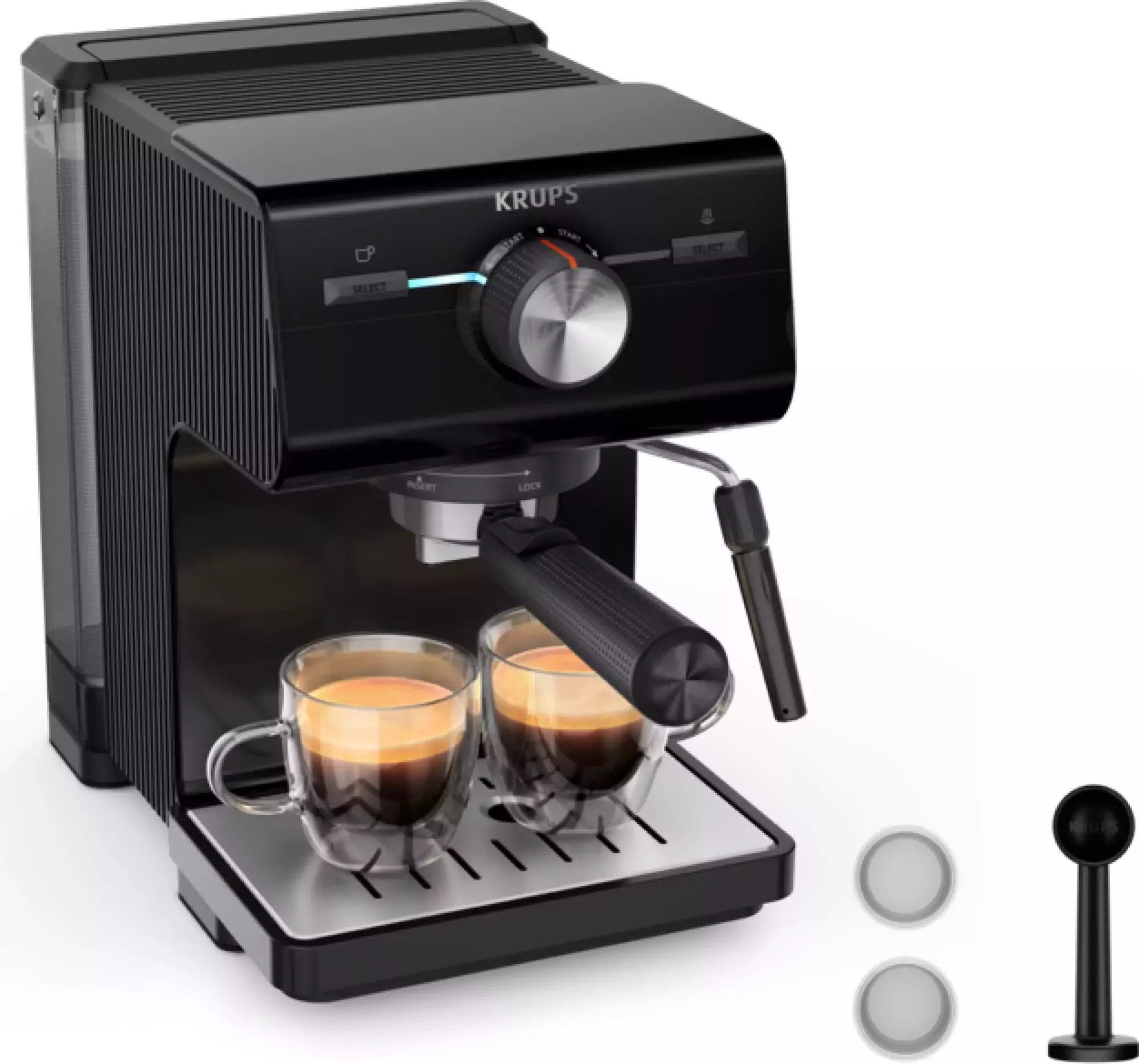 Cafetière Expresso Manuelle Krups XP381810 – 15 Bars, 2 L, Mousseur à Lait - vue 6