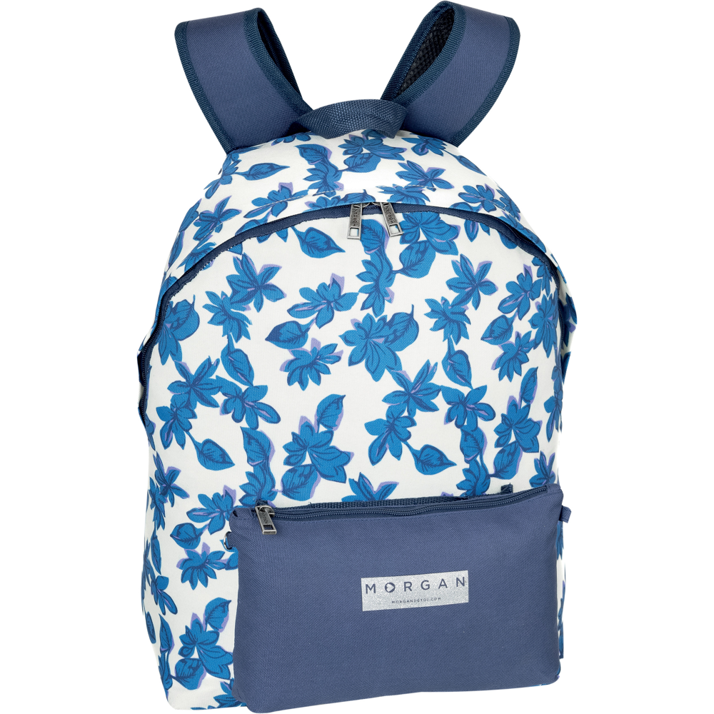 MORGAN Sac à dos et Poche détachable Bleu 1 compartiment, 18L Bleu et Ecru