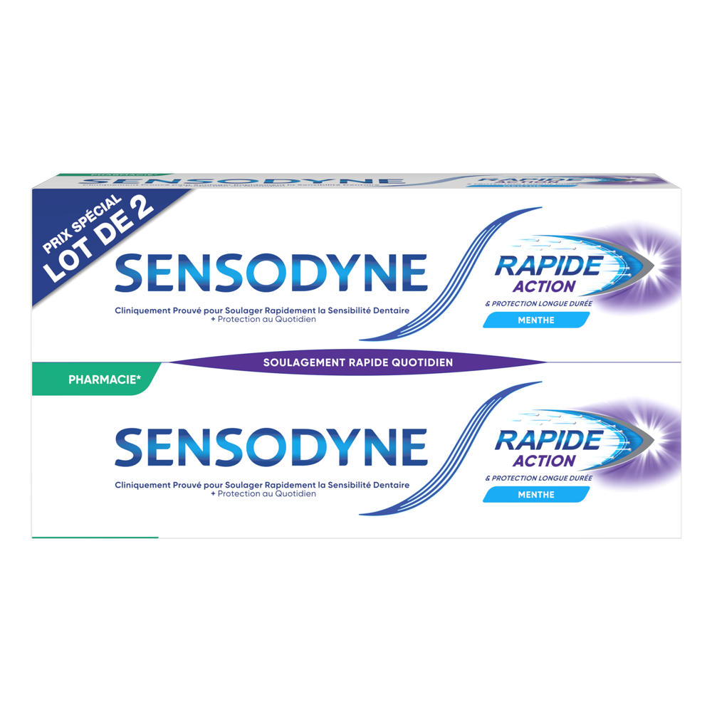 Dentifrice pour dents sensibles SENSODYNE Rapide Action 2x75ml