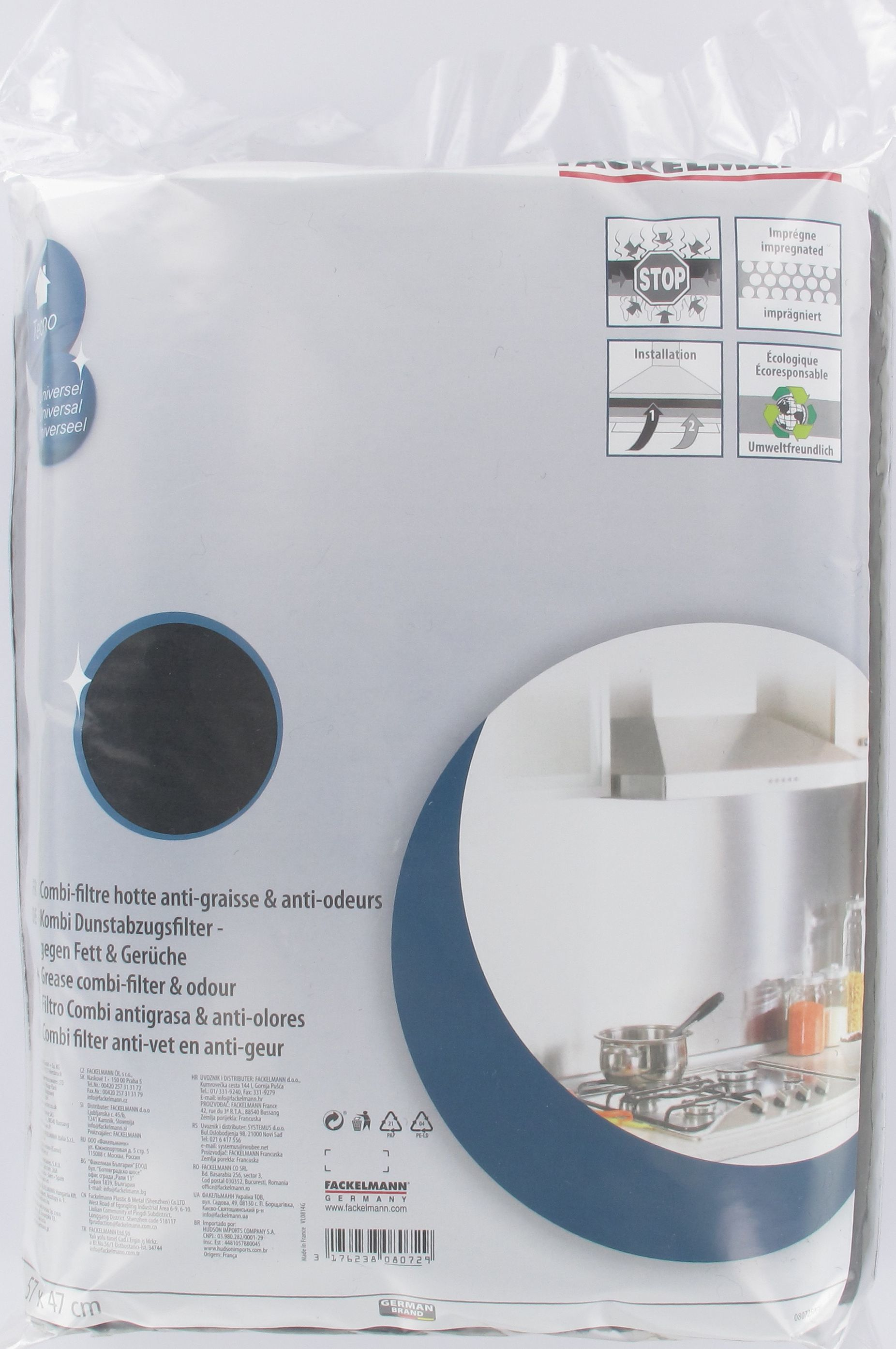 Filtre pour hotte polyester combiné actif Fackelmann Accessoires pour hotte et friture