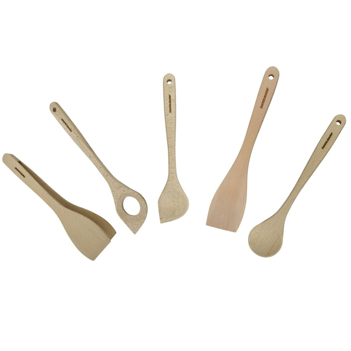 Ustensiles De Cuisine 4 Pièces Spatule Louche Wok - Acier Inox 304 Manche Bois (Noir)
