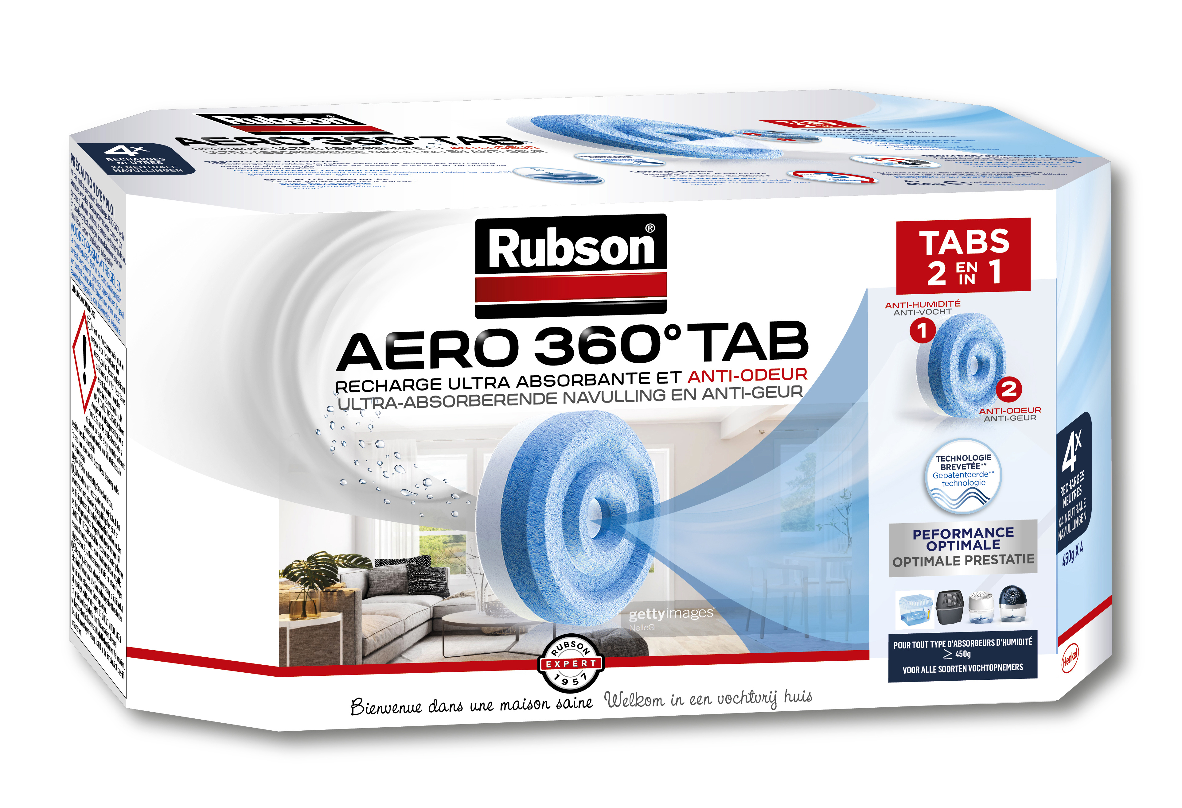 Recharge Aero 360° Absorbeur D'humidité Rubson La Boite De 4 1 8 Kg - vue 2